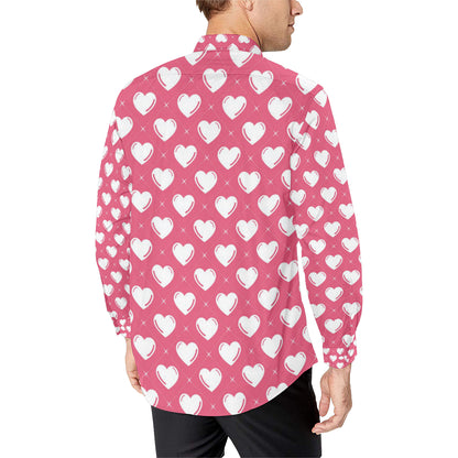 Heart Pattern Print Design HE07 Men's Long Sleeve Shirt