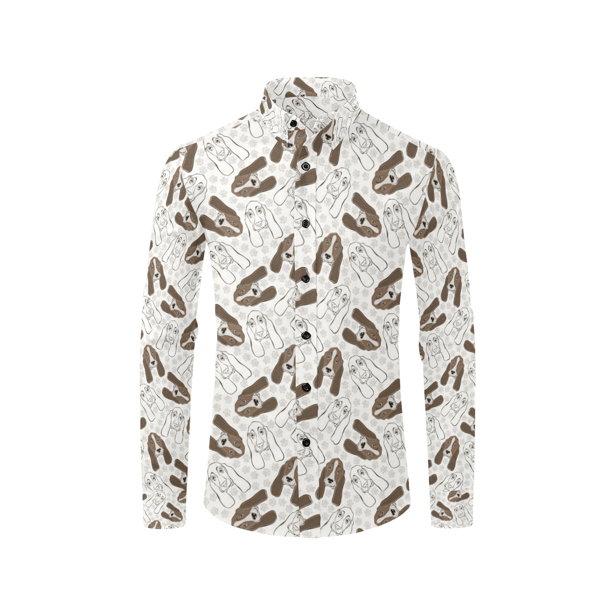 Basset Hound Pattern Print Design 01 Men's Long Sleeve Shirt