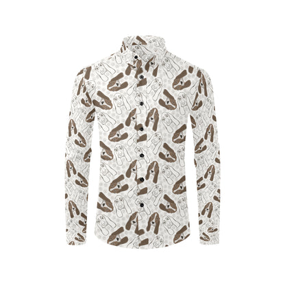 Basset Hound Pattern Print Design 01 Men's Long Sleeve Shirt