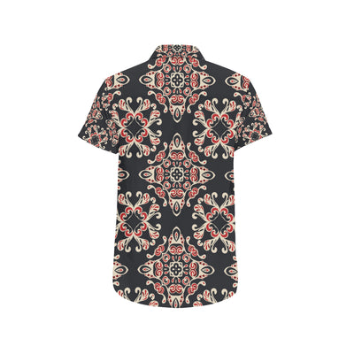 Medallion Pattern Print Design 01 Men's Short Sleeve Button Up Shirt