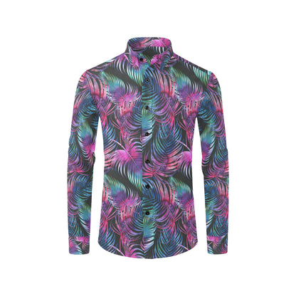 Palm Leaves Pattern Print Design PL010 Men's Long Sleeve Shirt