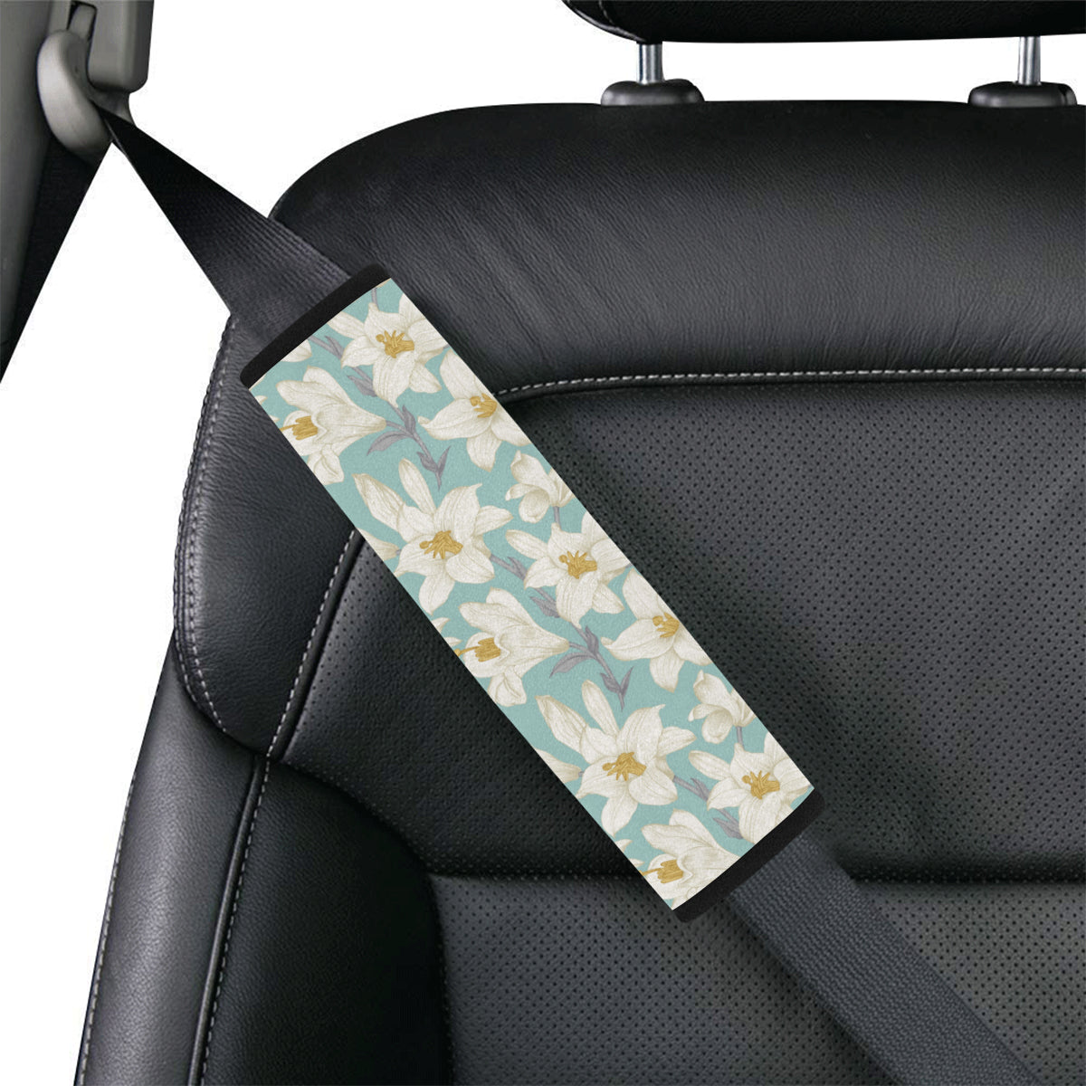 Lily Pattern Print Design 02 Car Seat Belt Cover