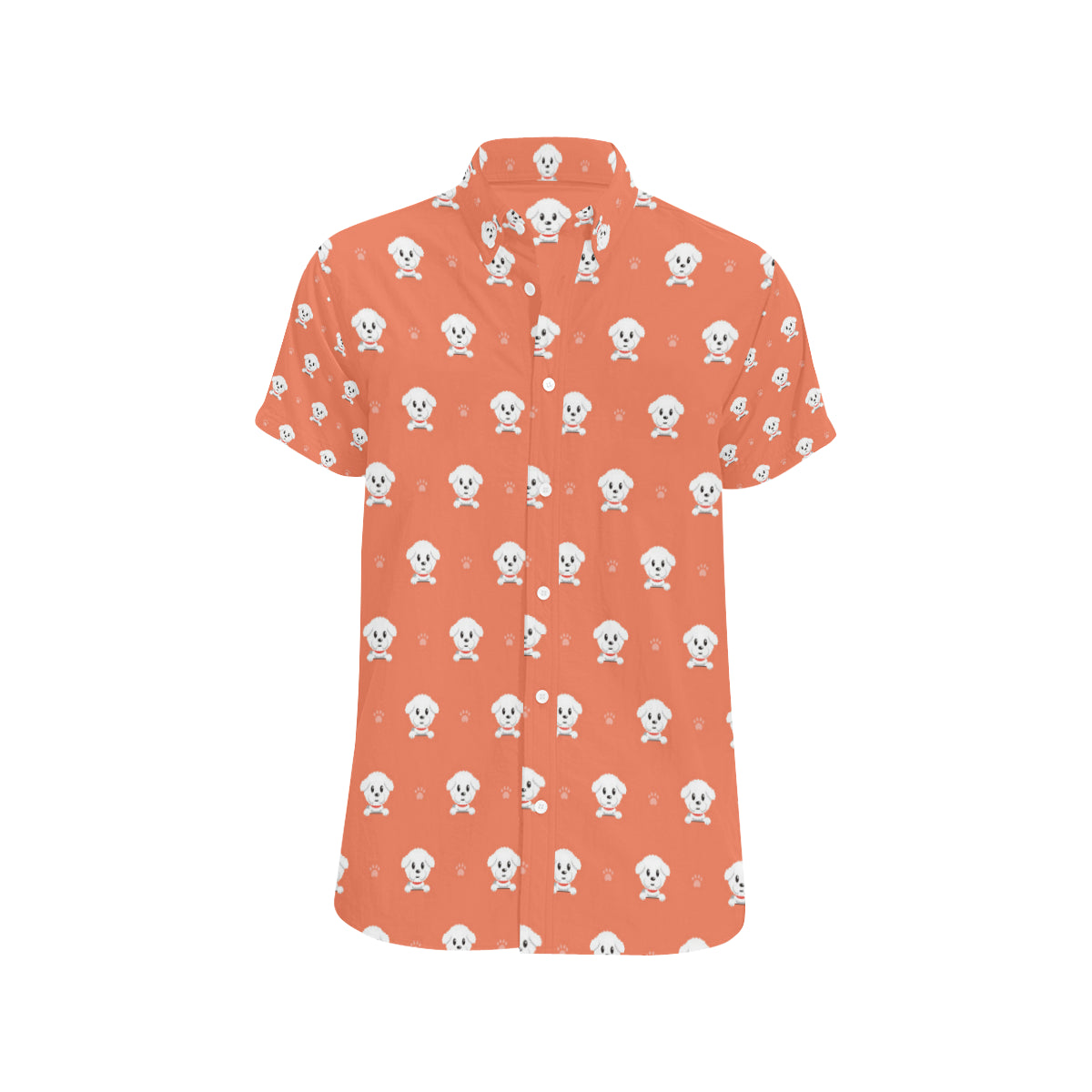 Bichons Frise Pattern Print Design 02 Men's Short Sleeve Button Up Shirt