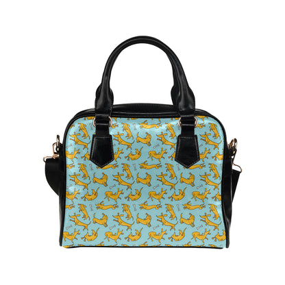 Dachshund Pattern Print Design 08 Shoulder Handbag