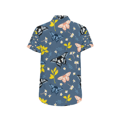 Monarch Butterfly Pattern Print Design 02 Men's Short Sleeve Button Up Shirt