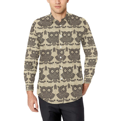 Owl Pattern Print Design A01 Men's Long Sleeve Shirt