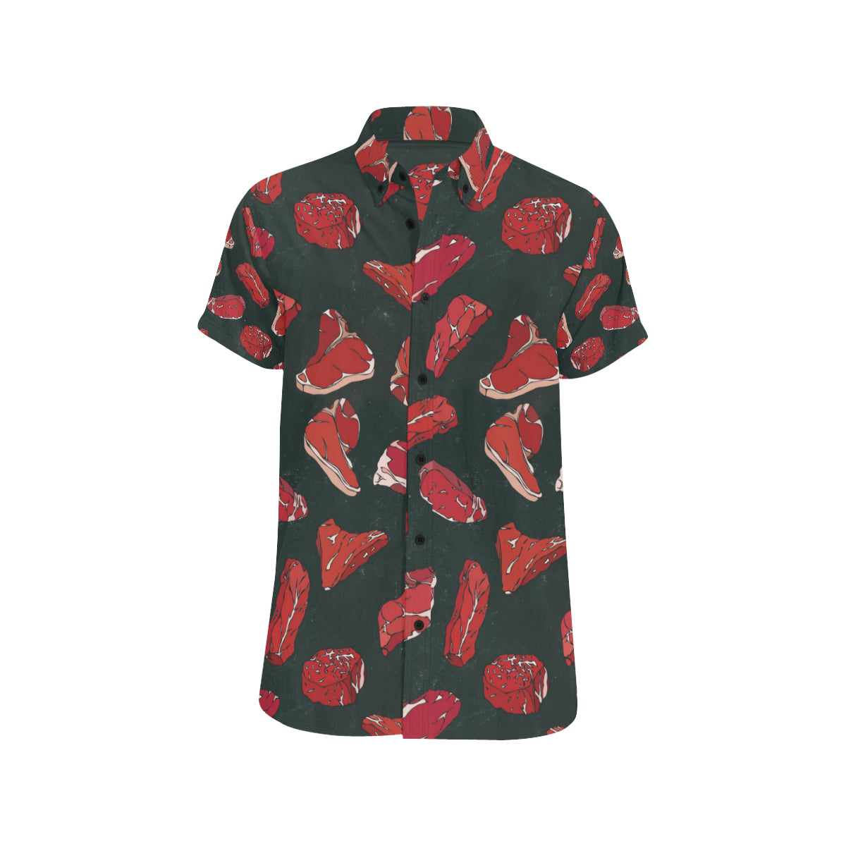 Meat Pattern Print Design 01 Men's Short Sleeve Button Up Shirt