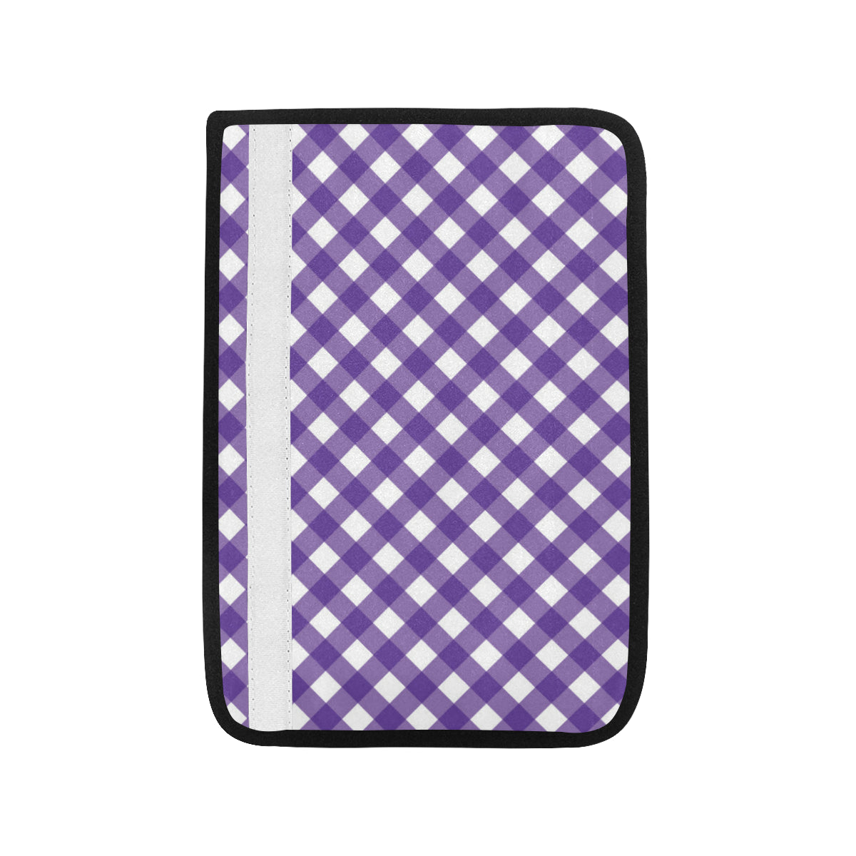Gingham Purple Pattern Print Design 03 Car Seat Belt Cover