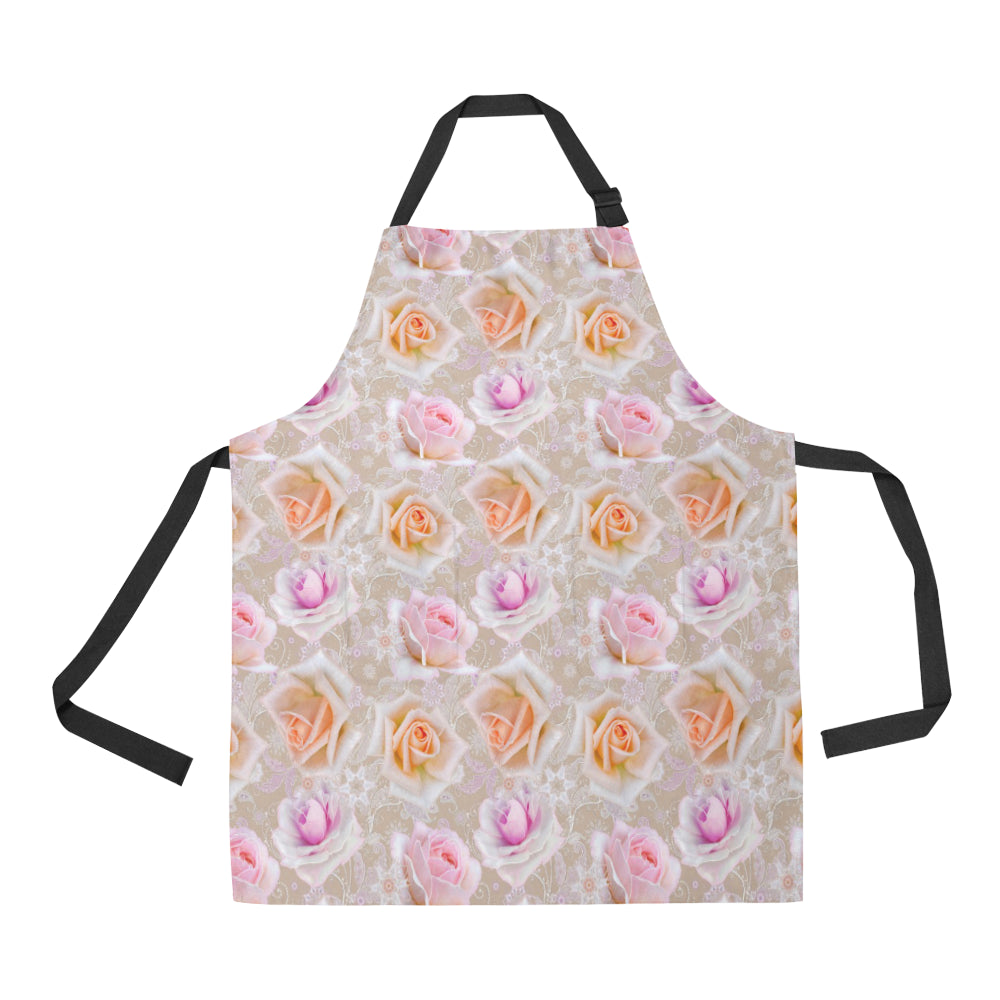 Rose Pattern Print Design RO011 Apron with Pocket