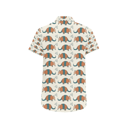 Armadillo Pattern Print Design 01 Men's Short Sleeve Button Up Shirt