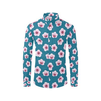 Cherry Blossom Pattern Print Design CB08 Men's Long Sleeve Shirt