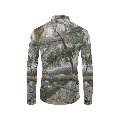 Camo Realistic Tree Forest Pattern Men's Long Sleeve Shirt