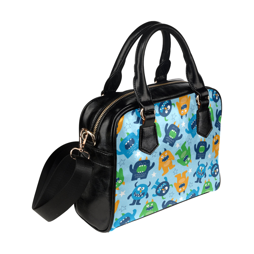 Monster Cartoon Pattern Print Design 04 Shoulder Handbag