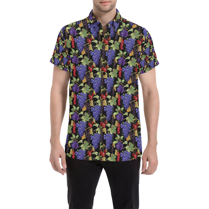 Grape Pattern Print Design GP05 Men's Short Sleeve Button Up Shirt