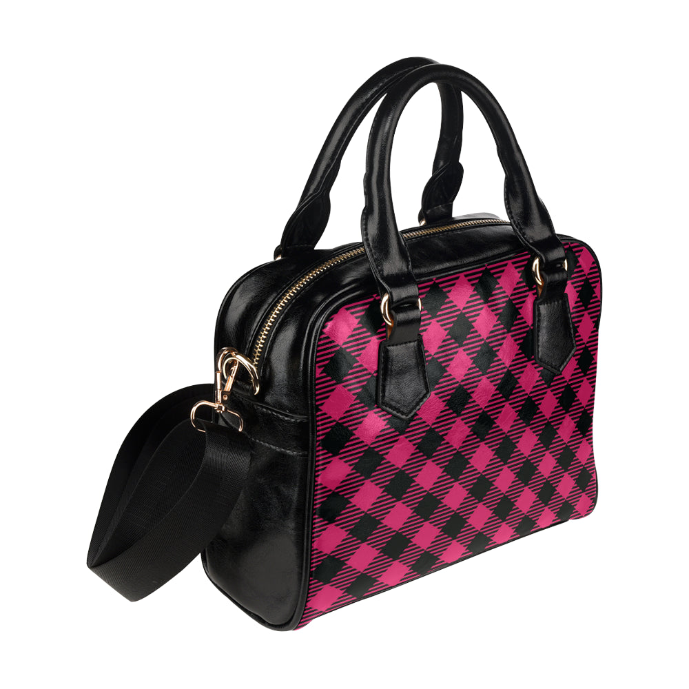 Buffalo check Pink Pattern Print Design 01 Shoulder Handbag
