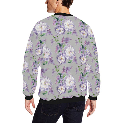 Lilac Pattern Print Design LI07 Men Long Sleeve Sweatshirt