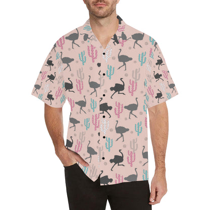 Ostrich Pattern Print Design 03 Men's Hawaiian Shirt