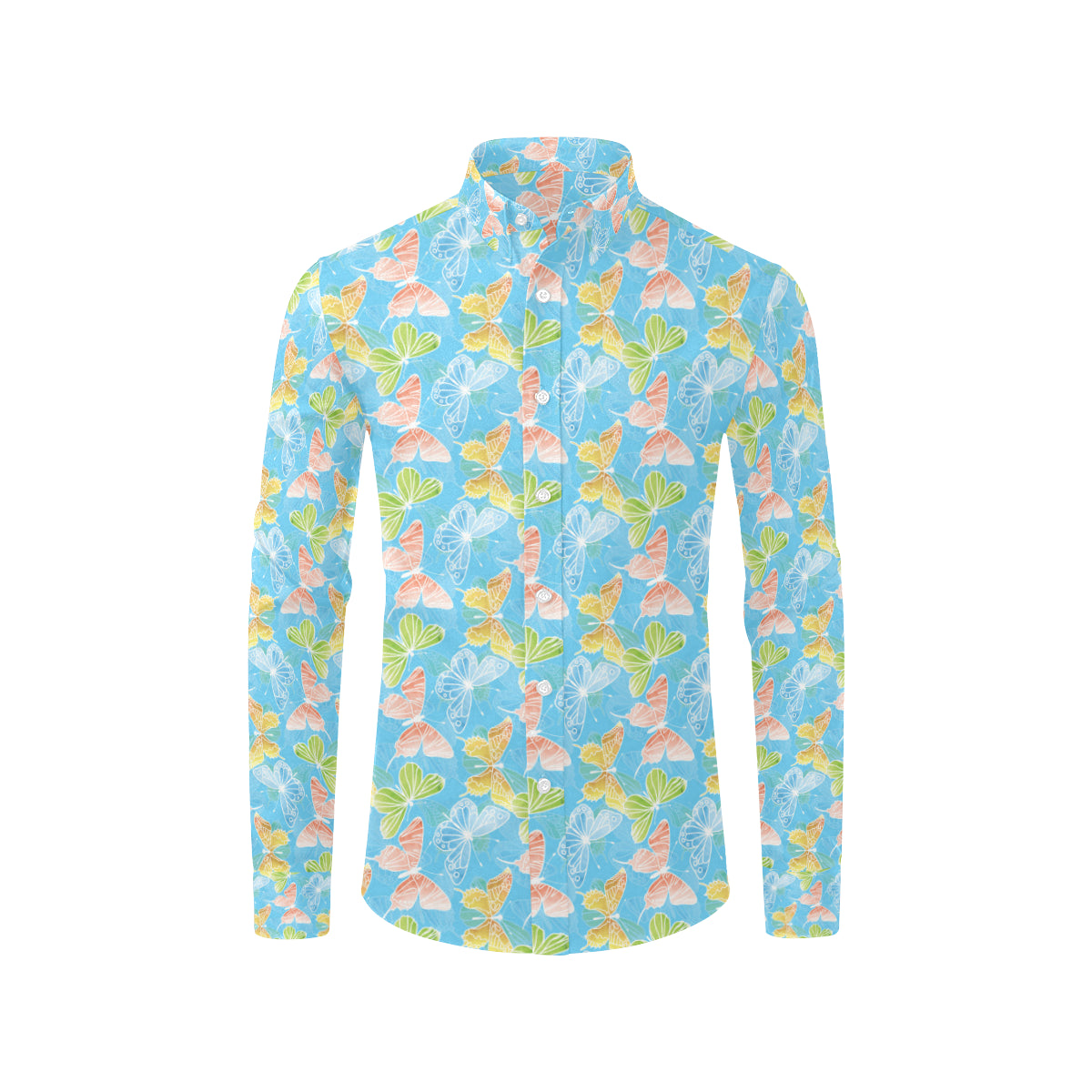 Butterfly Pattern Print Design 05 Men's Long Sleeve Shirt