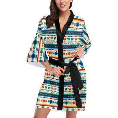 Aztec Pattern Print Design 02 Women's Short Kimono