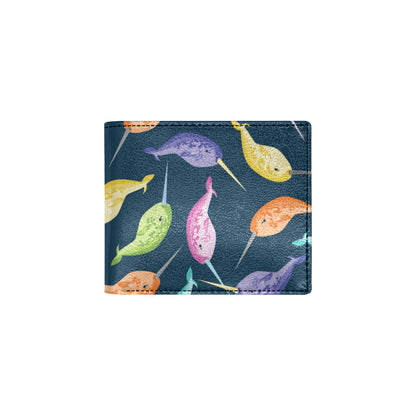 Narwhal Colorful Pattern Print Design 03 Men's ID Card Wallet