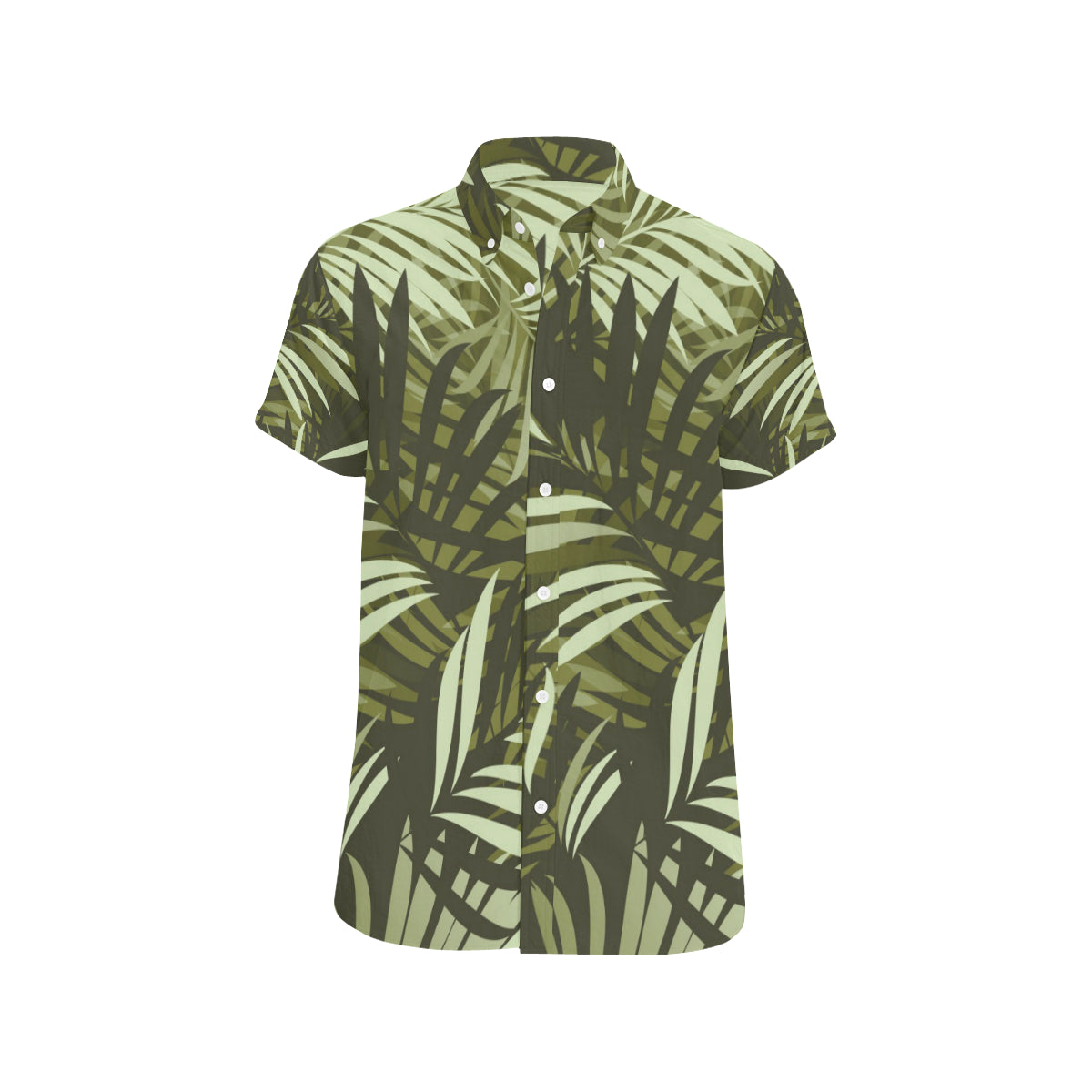 Palm Leaves Pattern Print Design PL05 Men's Short Sleeve Button Up Shirt