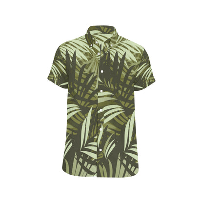 Palm Leaves Pattern Print Design PL05 Men's Short Sleeve Button Up Shirt