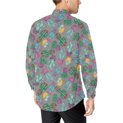 Cactus Colorful Print Pattern Men's Long Sleeve Shirt