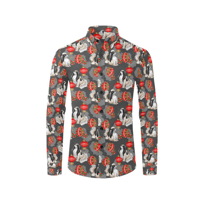Japanese Chin Pattern Print Design 02 Men's Long Sleeve Shirt