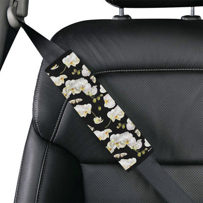 Orchid White Pattern Print Design OR011 Car Seat Belt Cover
