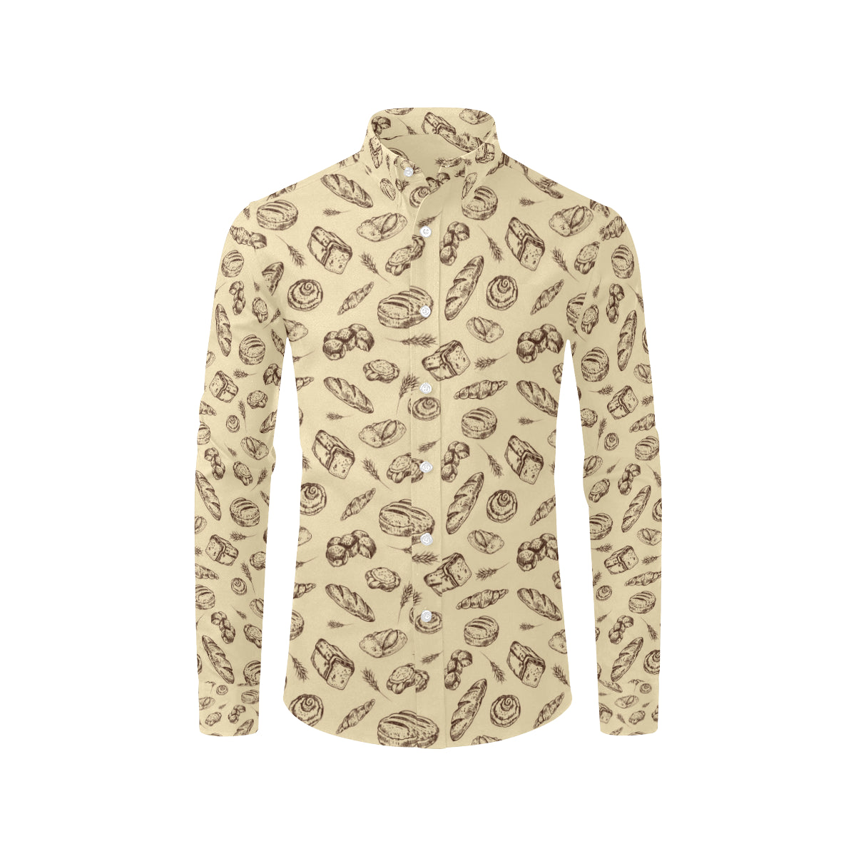 Bread Pattern Print Design 04 Men's Long Sleeve Shirt