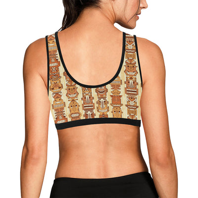 Tiki Orange Vertical Pattern Sports Bra