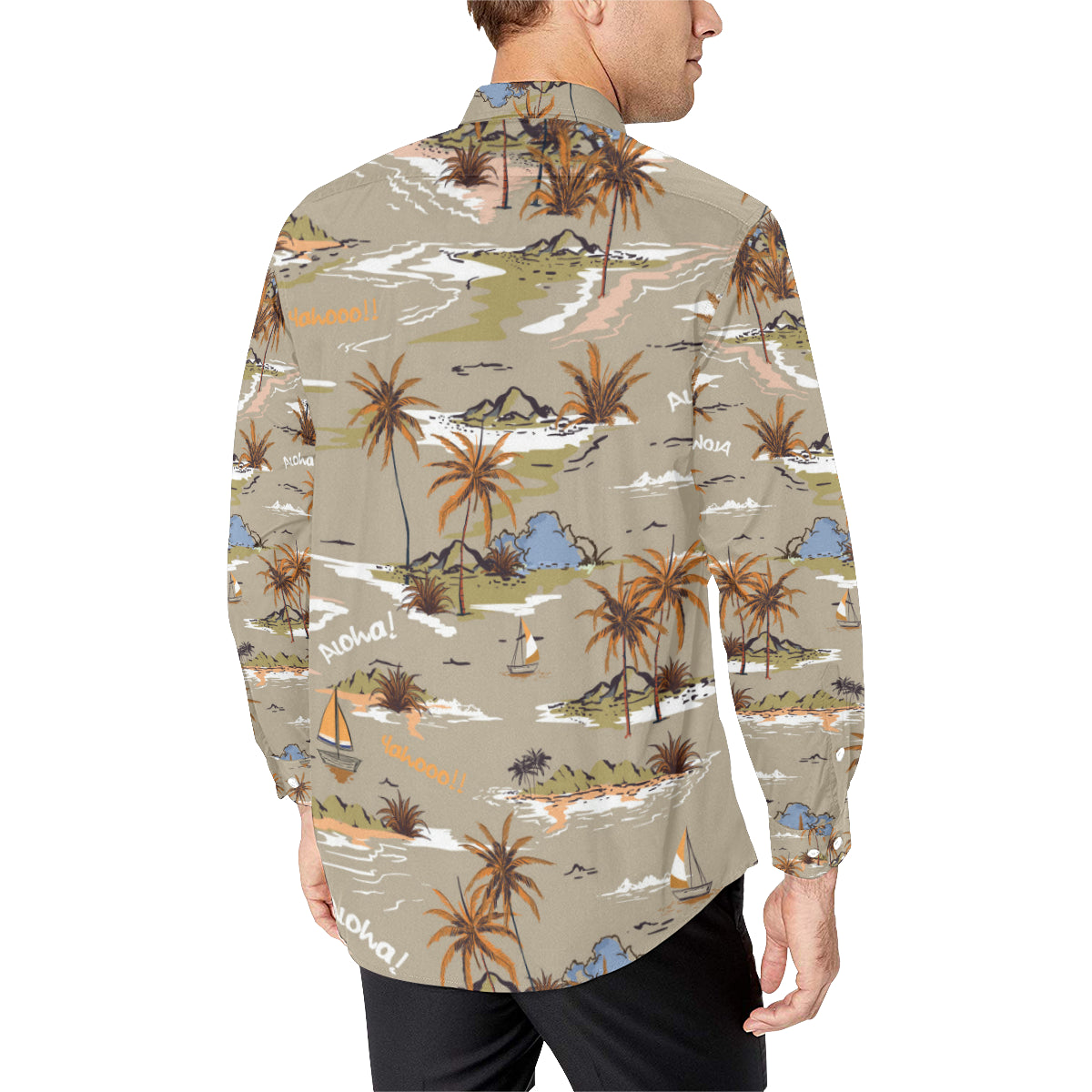Pacific island Pattern Print Design A05 Men's Long Sleeve Shirt