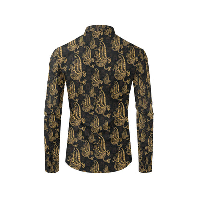 Owl Tribal Polynesian Design Print Men's Long Sleeve Shirt