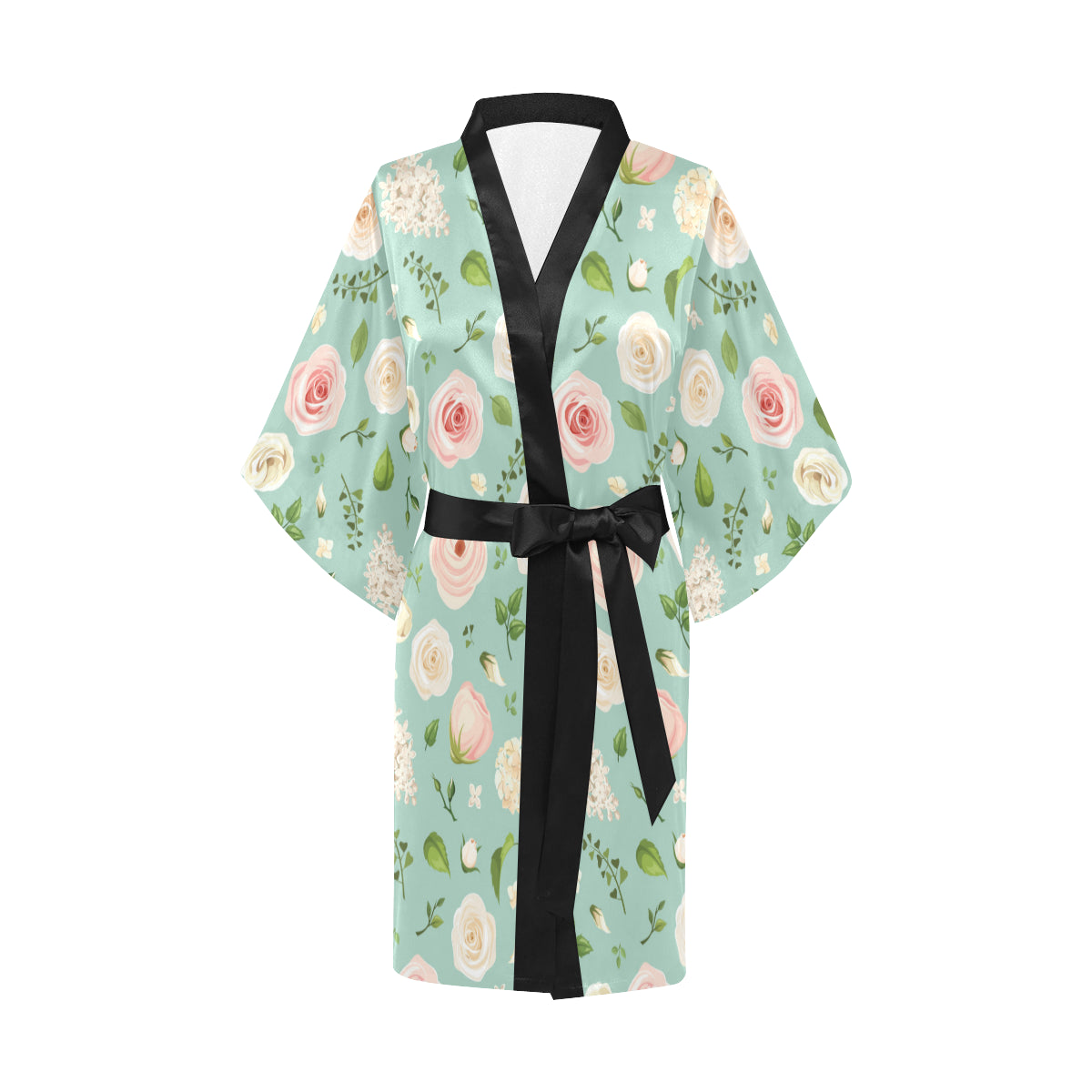 Lisianthus Pattern Print Design 01 Women's Short Kimono