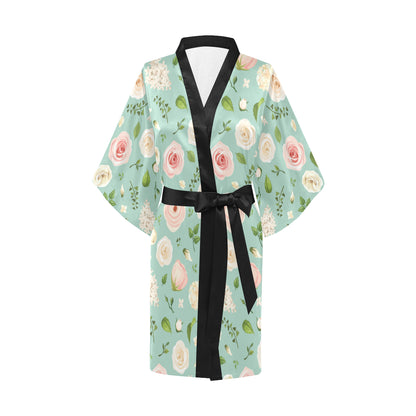 Lisianthus Pattern Print Design 01 Women's Short Kimono