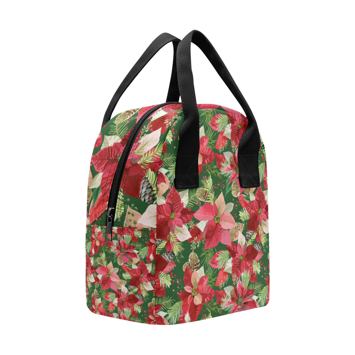 Poinsettia Pattern Print Design POT03 Insulated Lunch Bag