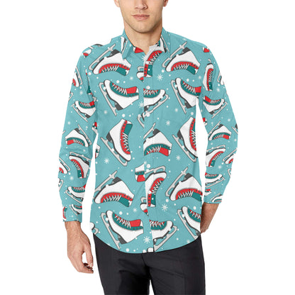 Ice Skate Pattern Print Design 03 Men's Long Sleeve Shirt