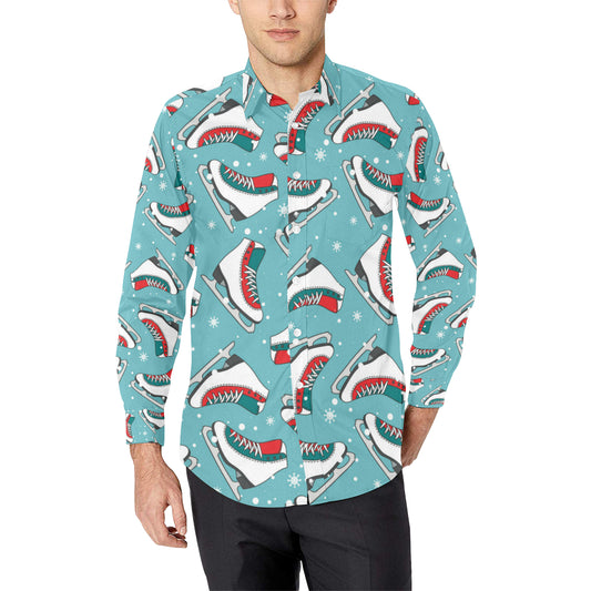 Ice Skate Pattern Print Design 03 Men's Long Sleeve Shirt