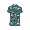 Camping Pattern Print Design 02 Men's Short Sleeve Button Up Shirt