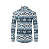 Navajo Dark Blue Print Pattern Men's Long Sleeve Shirt