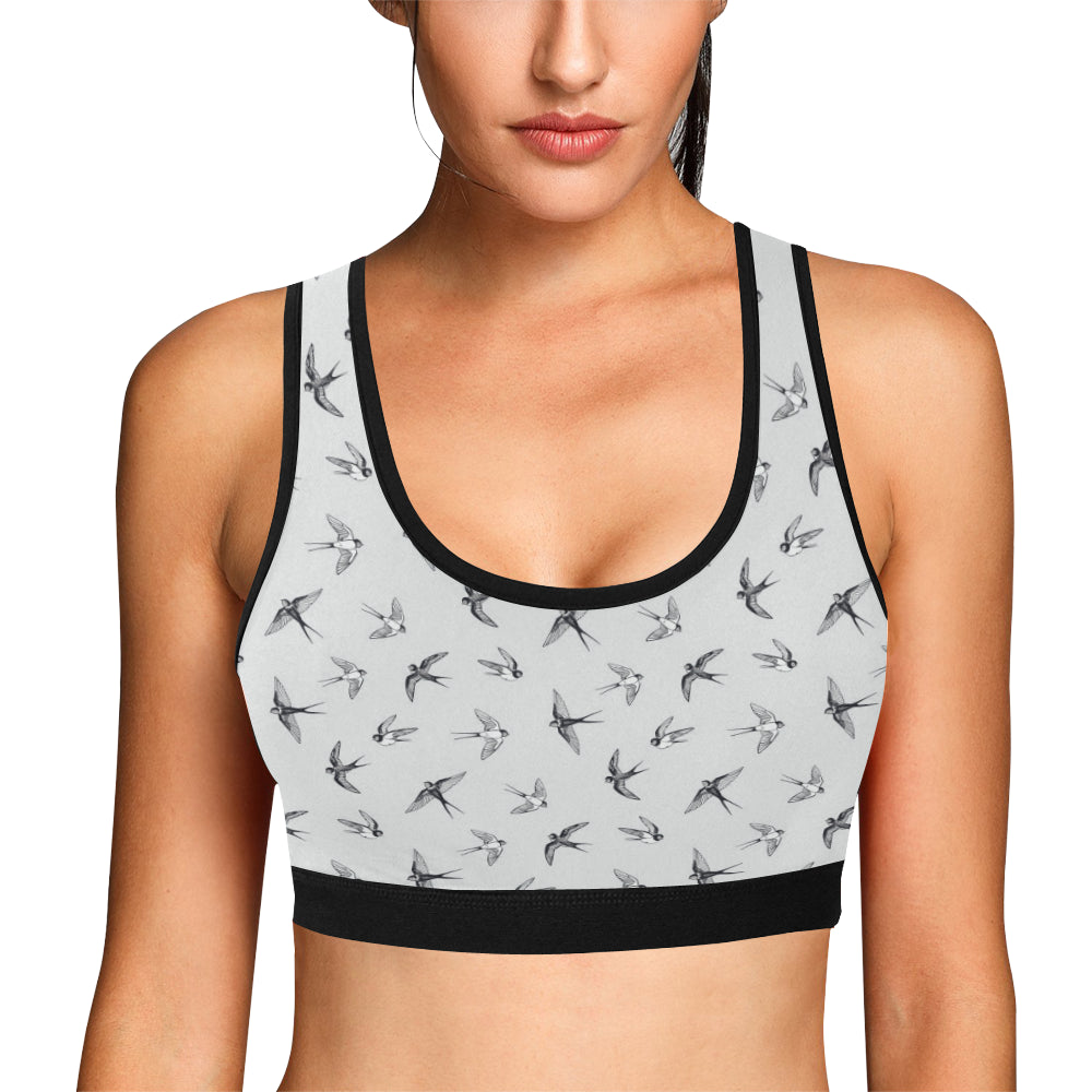 Swallow Bird Pattern Print Design 04 Sports Bra