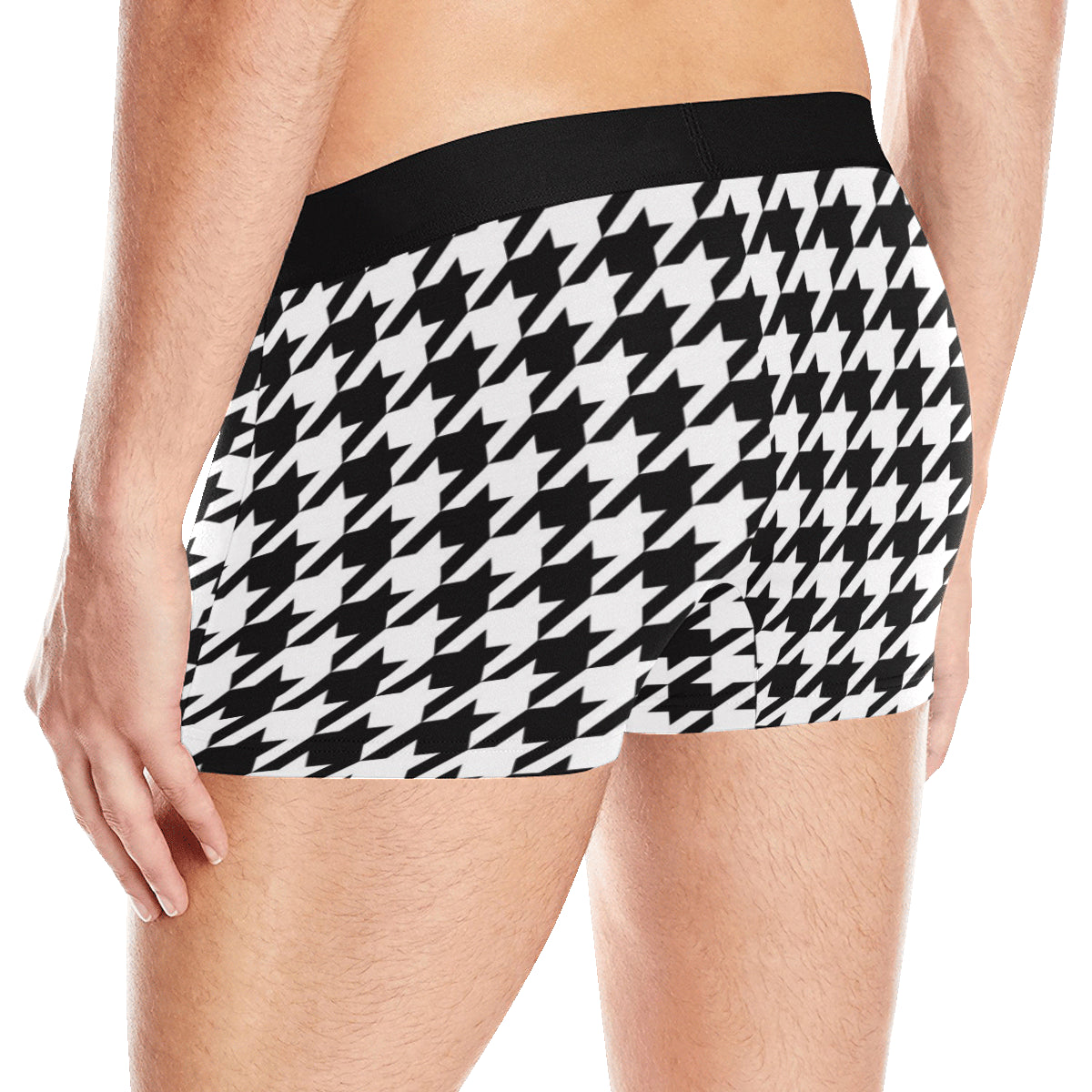 Houndstooth Black White  Pattern Print Design 05 Men's Boxer Briefs