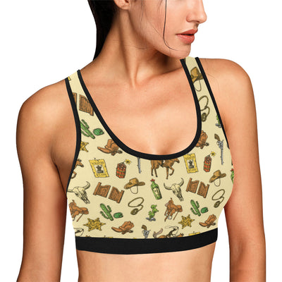 Cowboy Pattern Print Design 04 Sports Bra