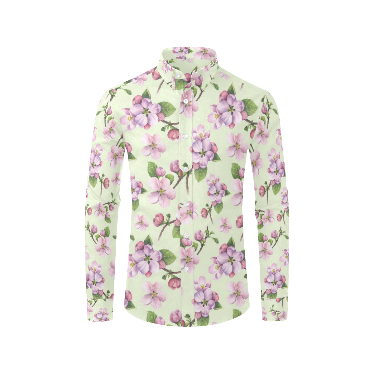 Apple blossom Pattern Print Design AB05 Men's Long Sleeve Shirt