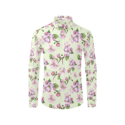 Apple blossom Pattern Print Design AB05 Men's Long Sleeve Shirt