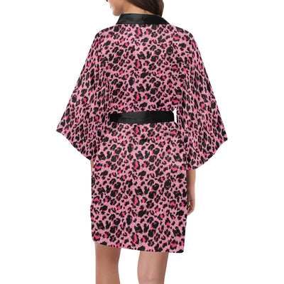 Cheetah Pink Pattern Print Design 01 Women's Short Kimono