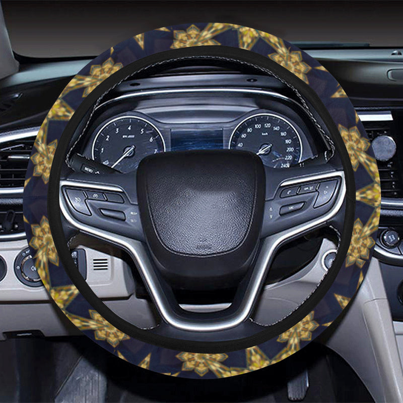 kaleidoscope Gold Print Design Steering Wheel Cover with Elastic Edge