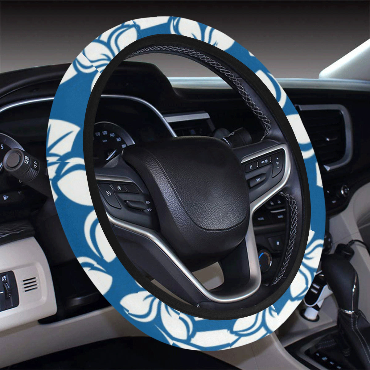 Plumeria Pattern Print Design PM013 Steering Wheel Cover with Elastic Edge
