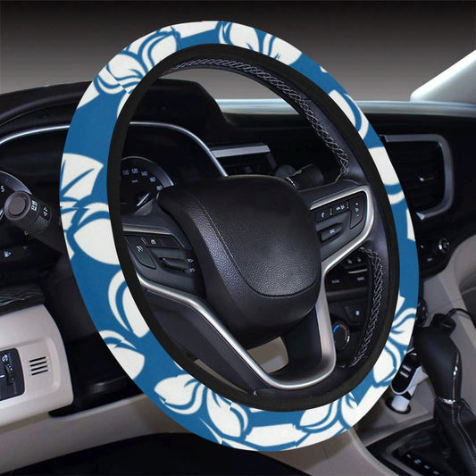 Plumeria Pattern Print Design PM013 Steering Wheel Cover with Elastic Edge