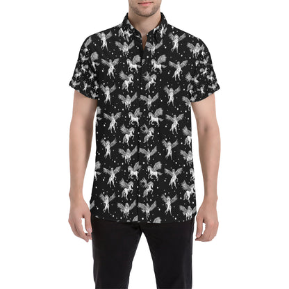 Pegasus Pattern Print Design 01 Men's Short Sleeve Button Up Shirt